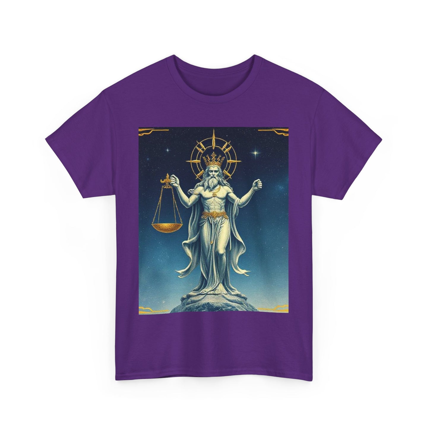 Unisex Heavy Cotton T-Shirt, Space, Libra God, Zodiac Design
