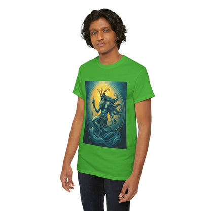 Unisex Heavy Cotton T-Shirt, Aquarius God, Zodiac Design