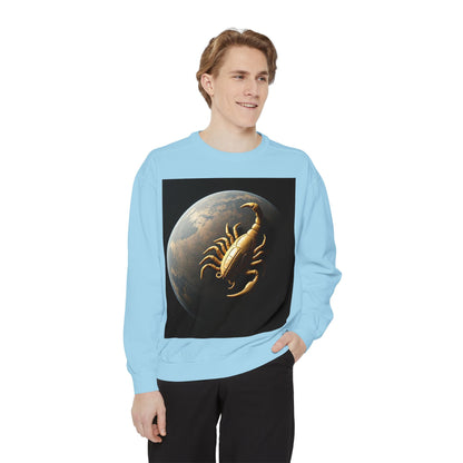 Garment-Dyed Sweatshirt, Unisex, Space Animal Design v1, Scorpio