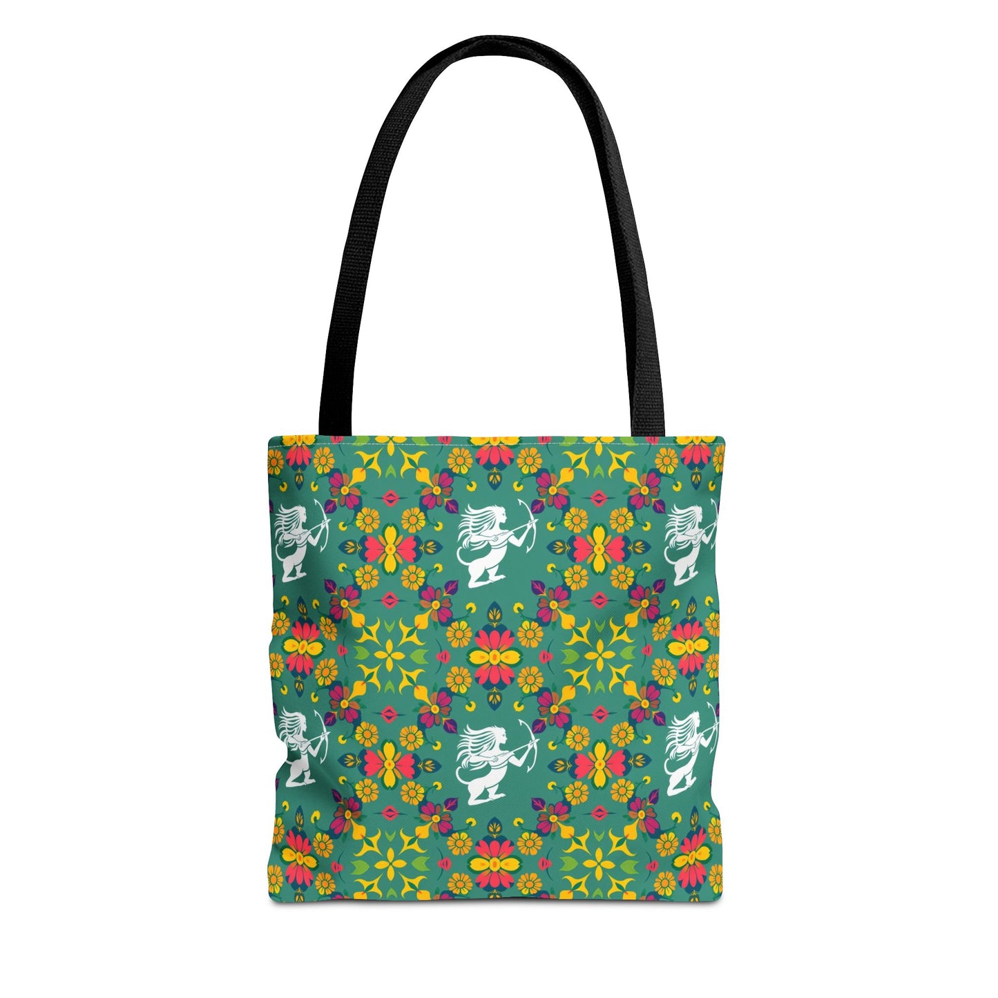 Tote Bag, (AOP), Sagittarius, Zodiac v6, Flower Pattern