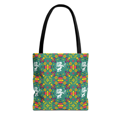 Tote Bag, (AOP), Sagittarius, Zodiac v6, Flower Pattern