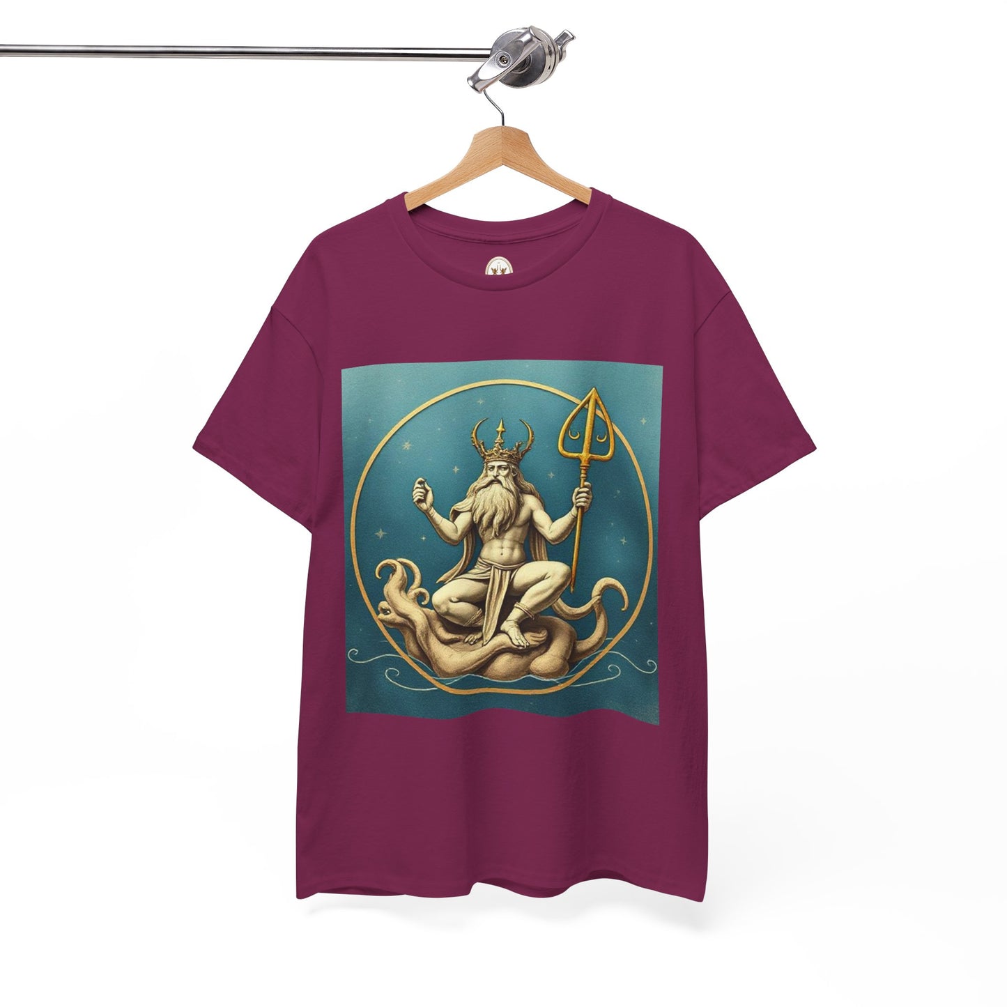 Unisex Heavy Cotton T-Shirt, Aquarius God 3v, Zodiac Design