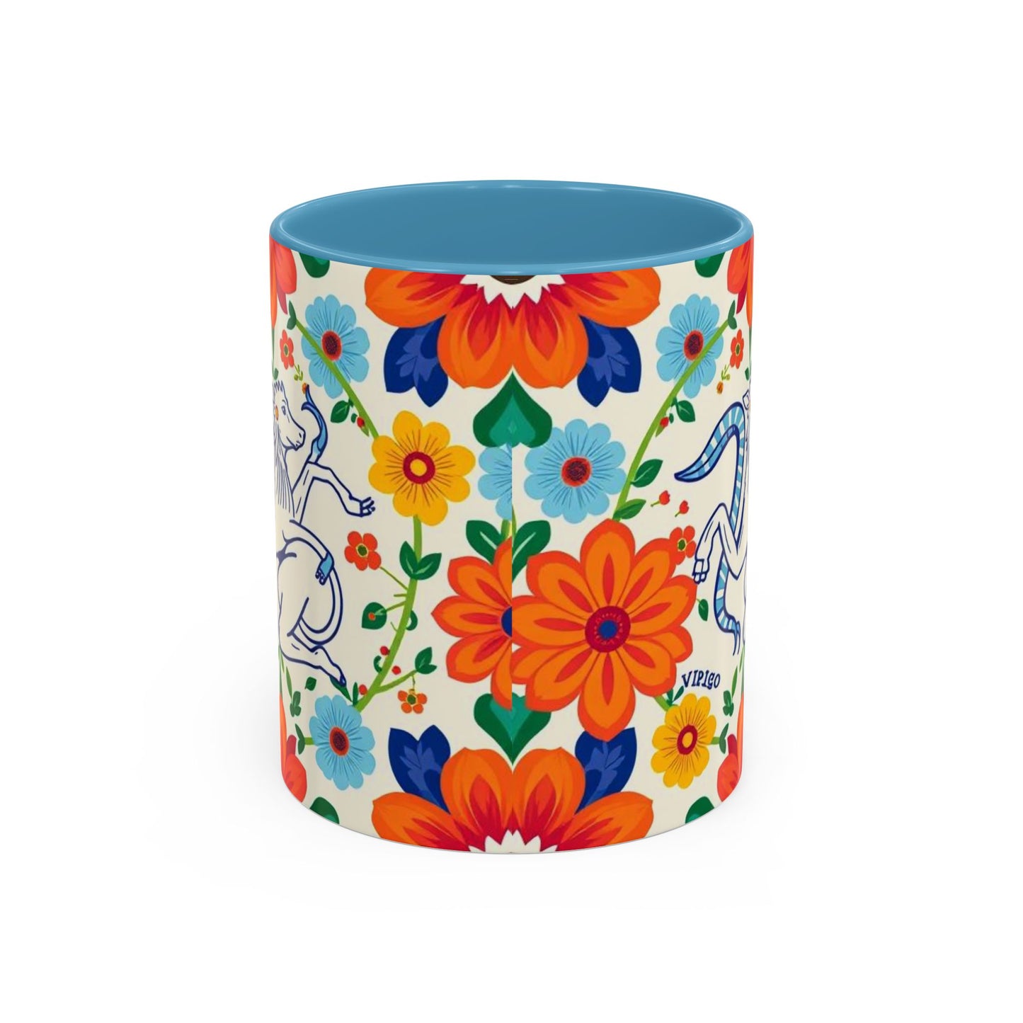 Accent Coffee Mug, Virgo, Zodiac v2. Flower Pattern, (11, 15oz)