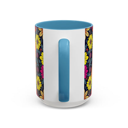 Accent Coffee Mug, Scorpio, Zodiac v3. Flower Pattern, (11, 15oz)