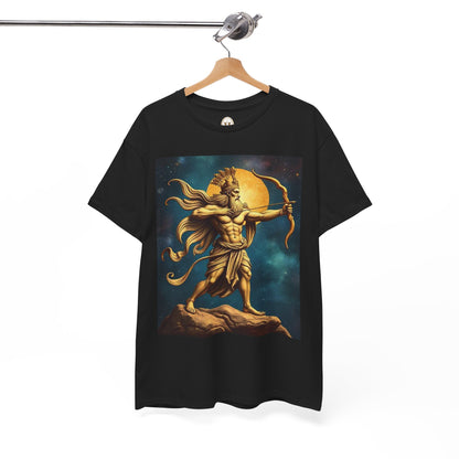 Unisex Heavy Cotton T-Shirt, Midnight Arrow, Sagittarius Zodiac Design