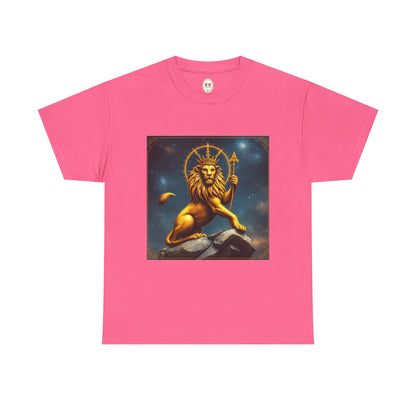 Unisex Heavy Cotton T-Shirt, King of Lions, Leo Zodiac Design