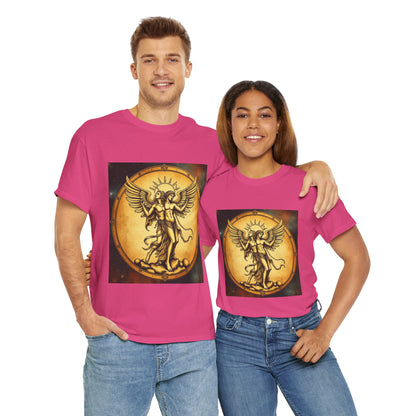 Unisex Heavy Cotton T-Shirt, Twin Angel v1, Gemini Zodiac Design