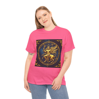 Unisex Heavy Cotton T-Shirt, Gold Angel, Symbol, Virgo Zodiac Design