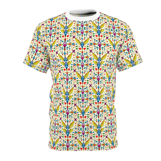 Unisex Cut & Sew T-Shirt, (AOP), Sagittarius, Zodiac v4, Jewels Pattern