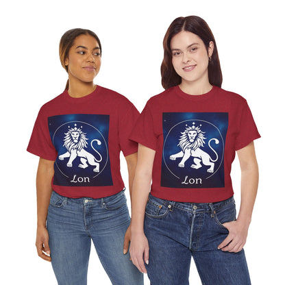 Unisex Heavy Cotton T-Shirt, Space Lion v1, Leo Zodiac Design