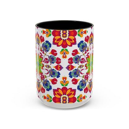 Accent Coffee Mug, Libra, Zodiac v1, Flower Pattern, (11, 15oz)