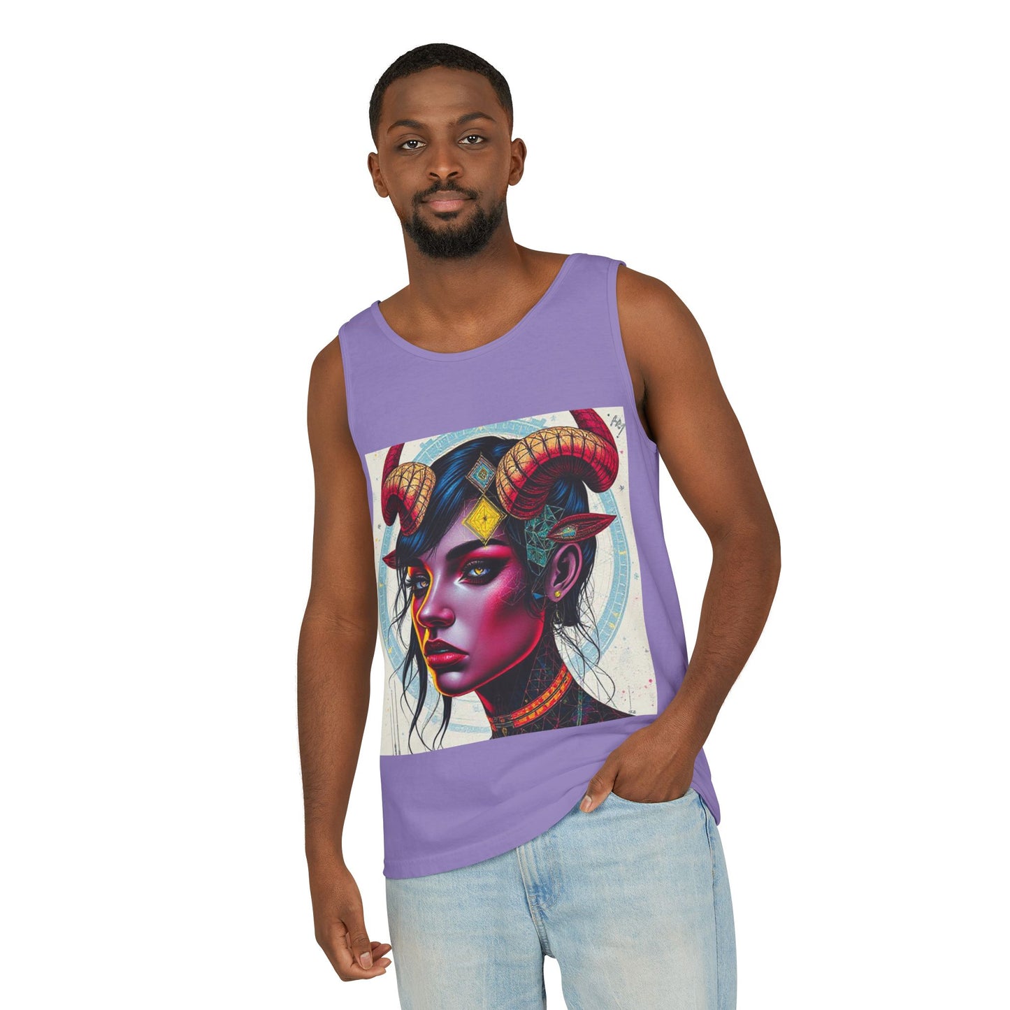 Unisex Garment-Dyed, Tank Top, Taurus Design, Pop Art v2, 100% US cotton