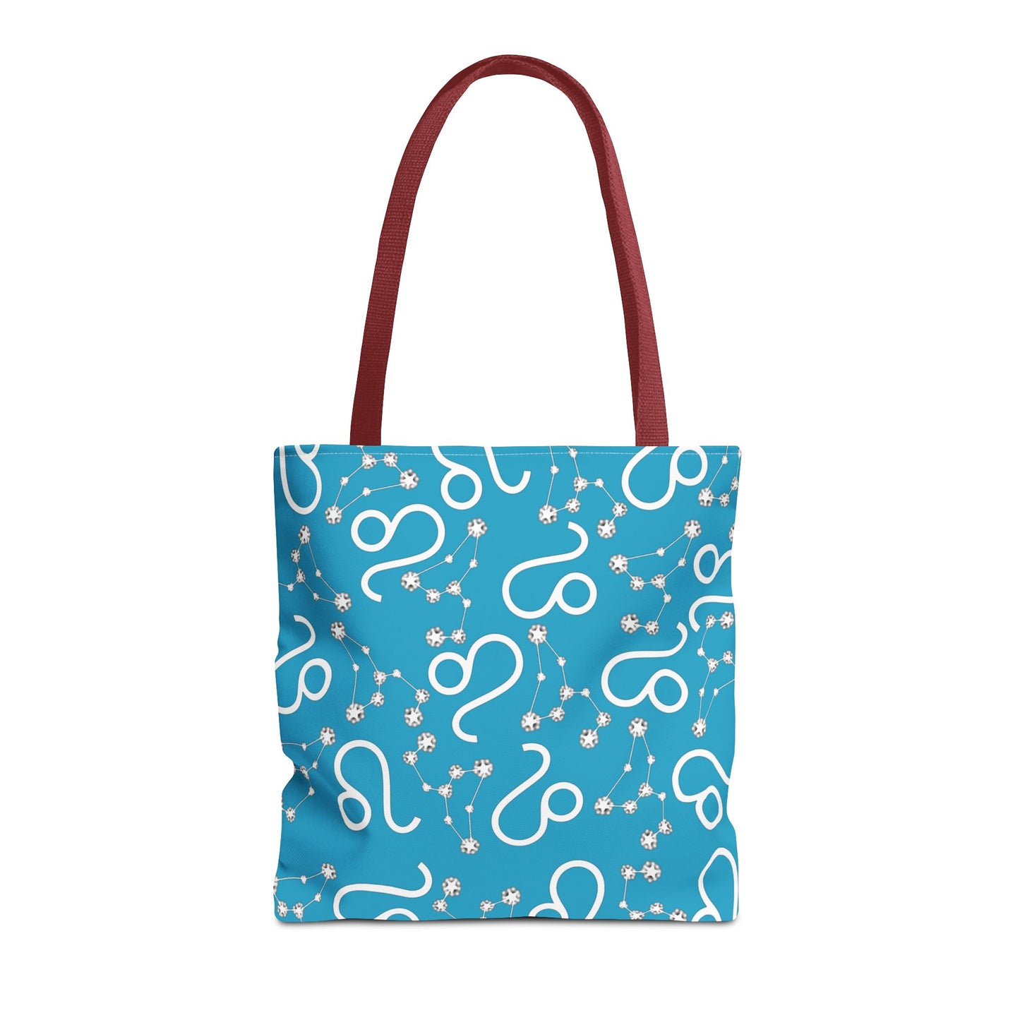 Tote Bag, Leo Zodiac Sign, AOP, (Turquoise, White)