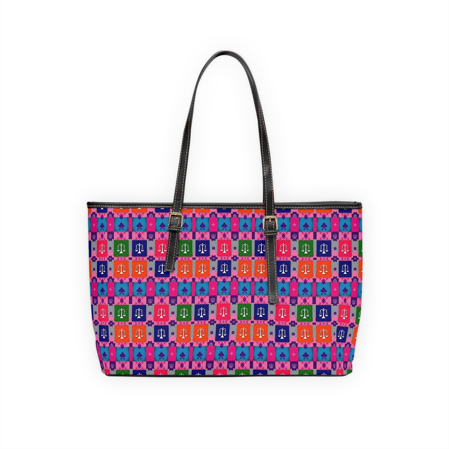 Leather Shoulder Bag, Libra, Zodiac, Shapes Pattern