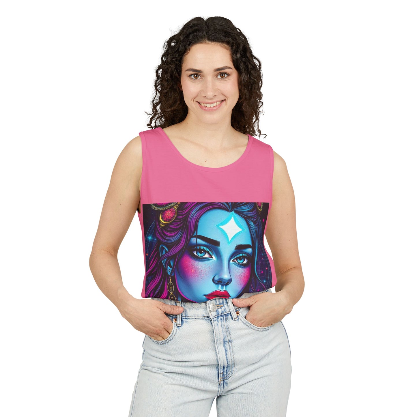 Unisex Garment-Dyed, Tank Top, Gemini, Pop Art, 100% US cotton