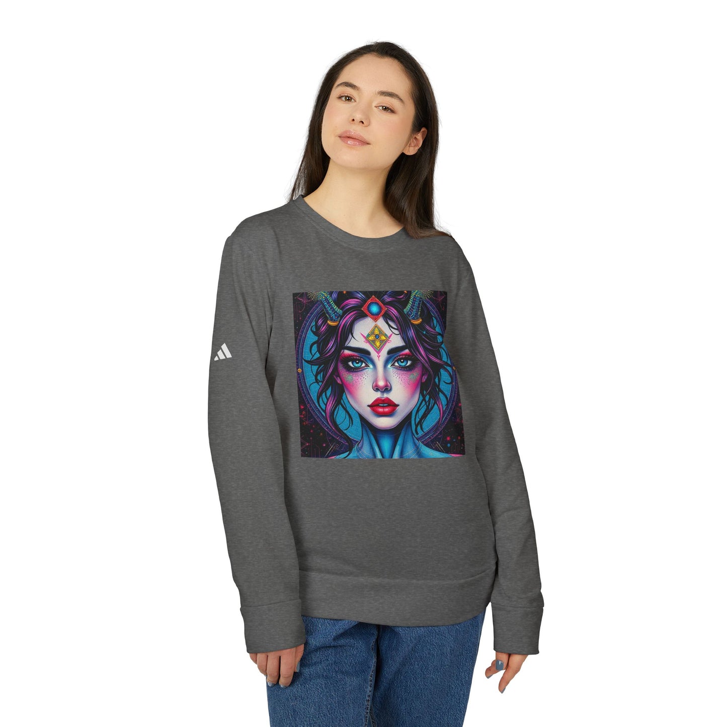 Adidas, Unisex Fleece Crewneck Sweatshirt, Aquarius, Pop Art, Zodiac