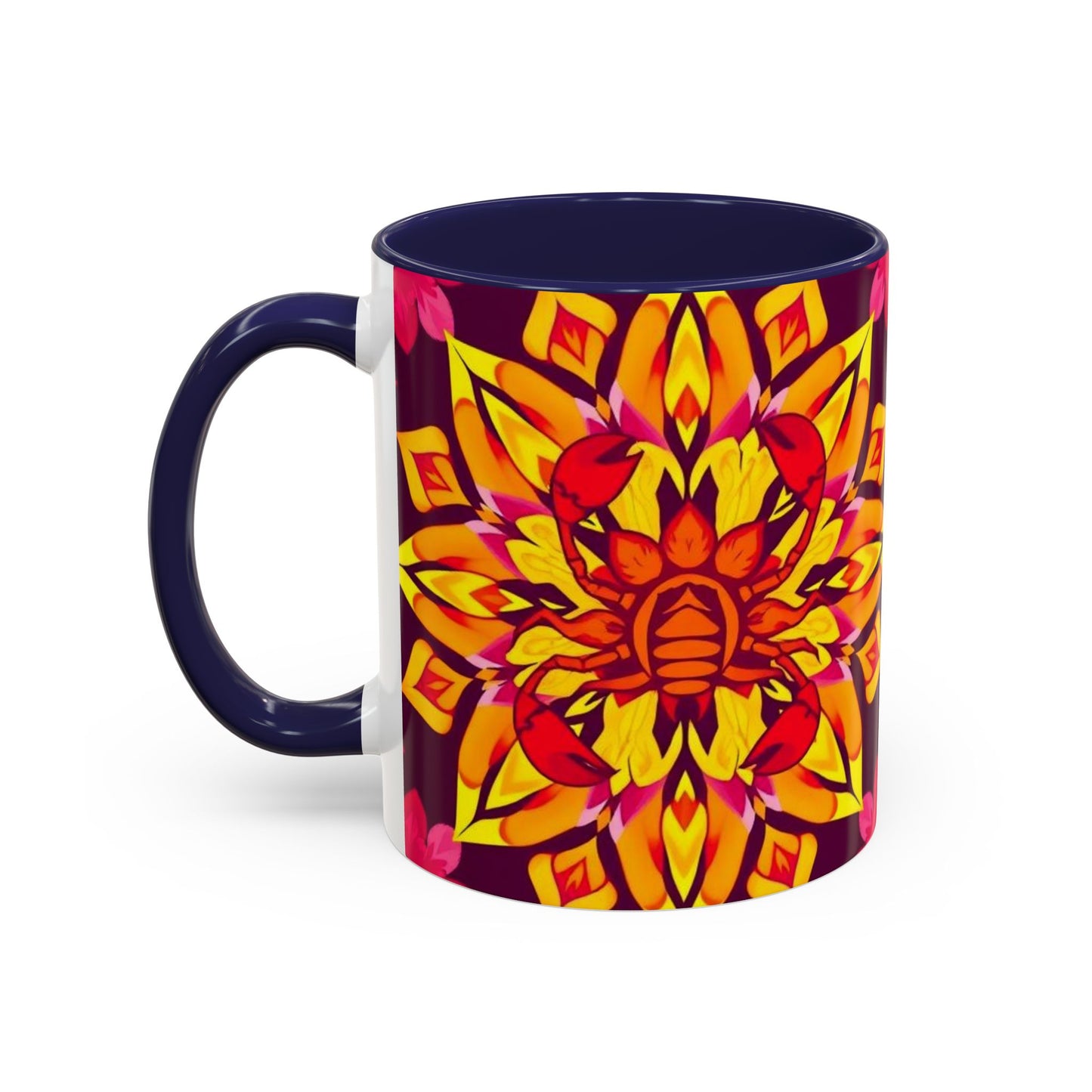 Accent Coffee Mug, Scorpio, Zodiac v1. Flower Pattern, (11, 15oz)