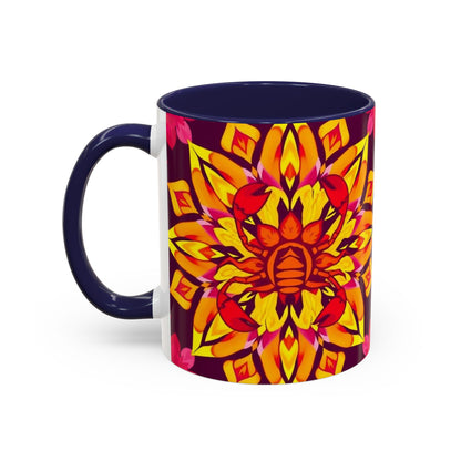 Accent Coffee Mug, Scorpio, Zodiac v1. Flower Pattern, (11, 15oz)