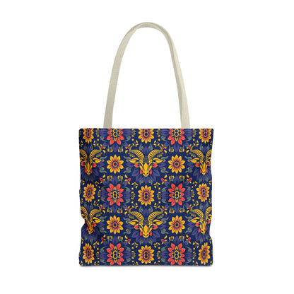Tote Bag, (AOP), Taurus, Zodiac v3, Flower Pattern