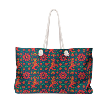 Weekender Bag, Leo, Zodiac v2, Flower Pattern