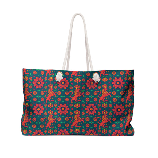 Weekender Bag, Leo, Zodiac v2, Flower Pattern