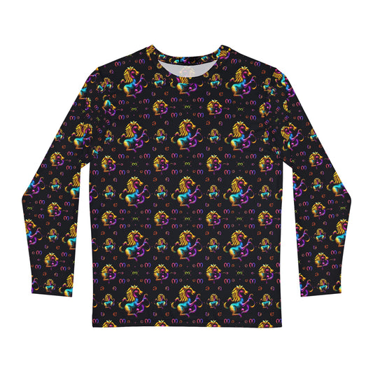Men's Long Sleeve Shirt, (AOP), Virgo, Zodiac v3, Pattern