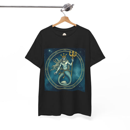 Unisex Heavy Cotton T-Shirt, Aquarius God 5v, Zodiac Design