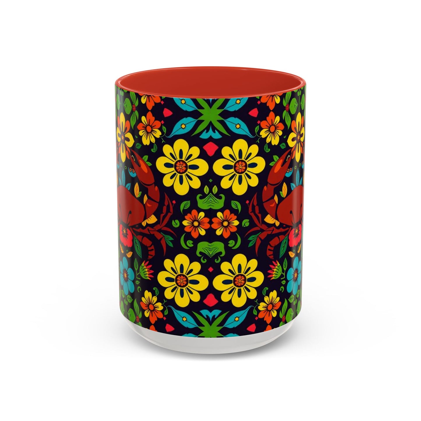 Accent Coffee Mug, Cancer, Zodiac v2, Flower Pattern, (11, 15oz)