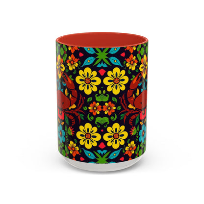 Accent Coffee Mug, Cancer, Zodiac v2, Flower Pattern, (11, 15oz)