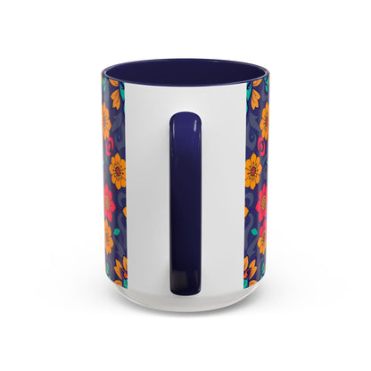 Accent Coffee Mug, Taurus, Zodiac. Flower Pattern, (11, 15oz)