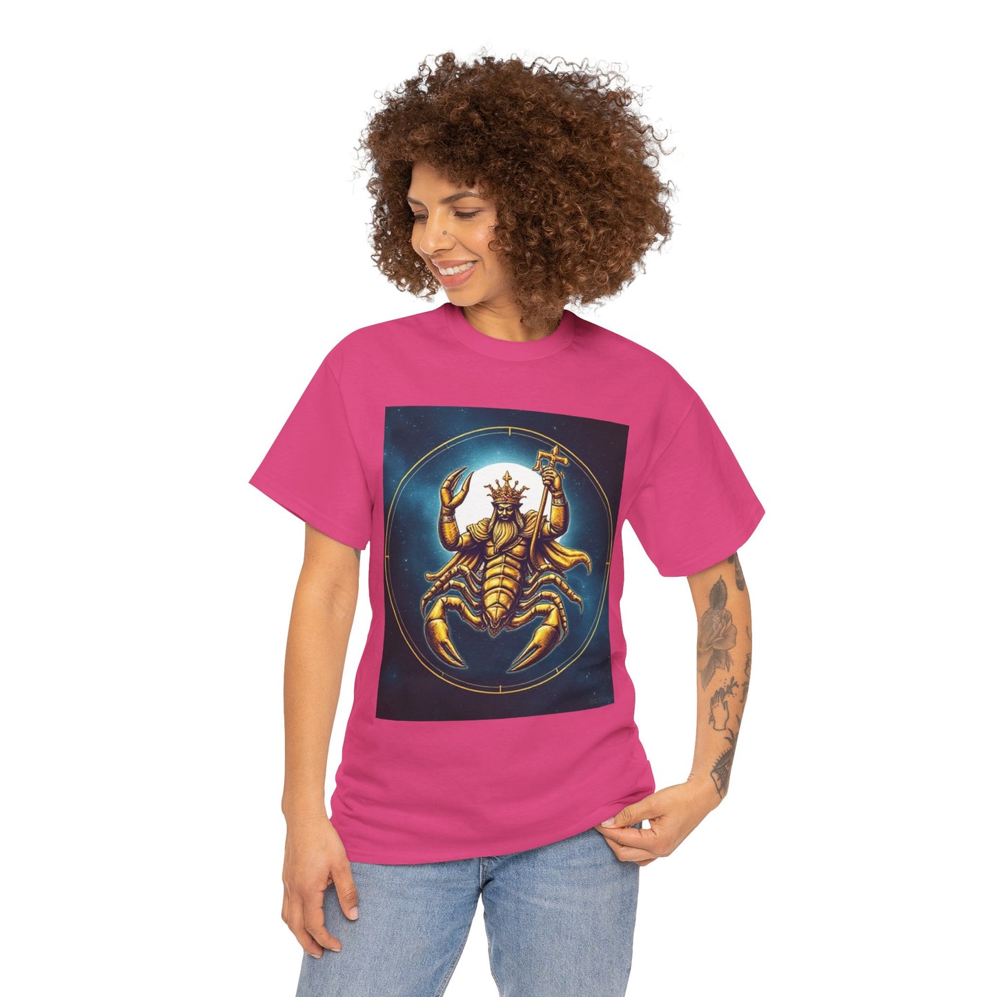Unisex Heavy Cotton T-Shirt, Moon v1, Scorpio Zodiac Design