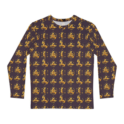 Men's Long Sleeve Shirt, (AOP), Capricorn, Zodiac v3, Pattern
