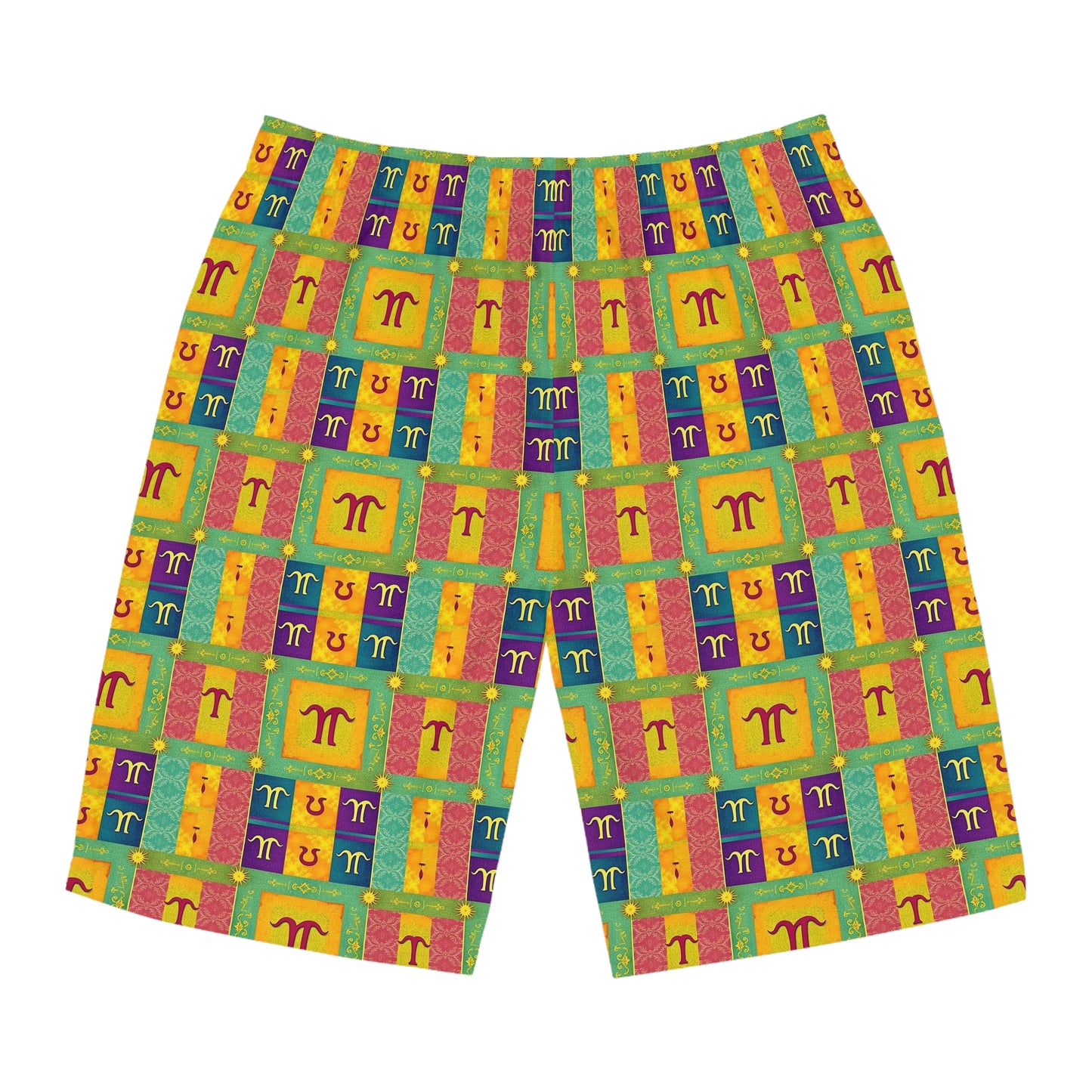 Men's Board Shorts, (AOP), Aquarius, Zodiac v2, Shape Pattern