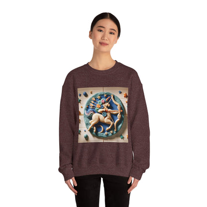 Unisex Heavy Blend™ Crewneck Sweatshirt, Colorful Horse, Sagittarius Zodiac Design