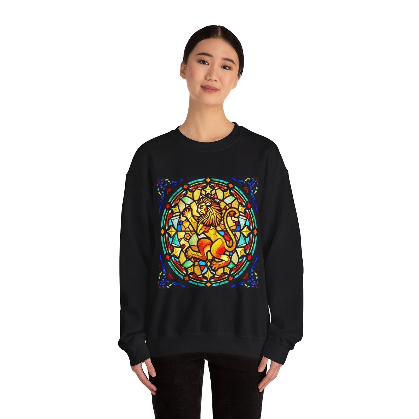 Unisex Heavy Blend™ Crewneck Sweatshirt, Glass 1, Leo Zodiac Design