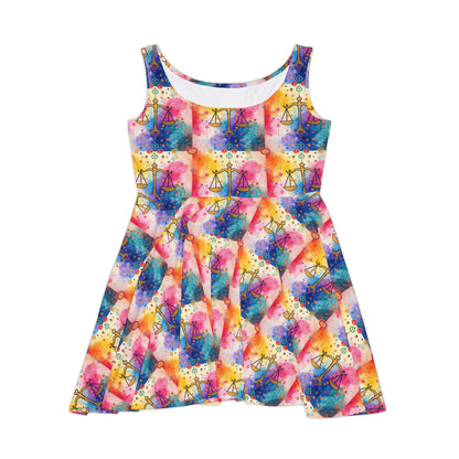 Women's Skater Dress, AOP, Zodiac, Libra, Pattern