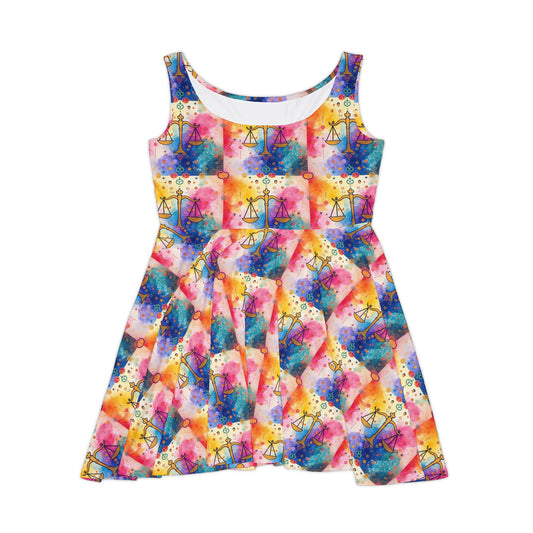 Women's Skater Dress, AOP, Zodiac, Libra, Pattern