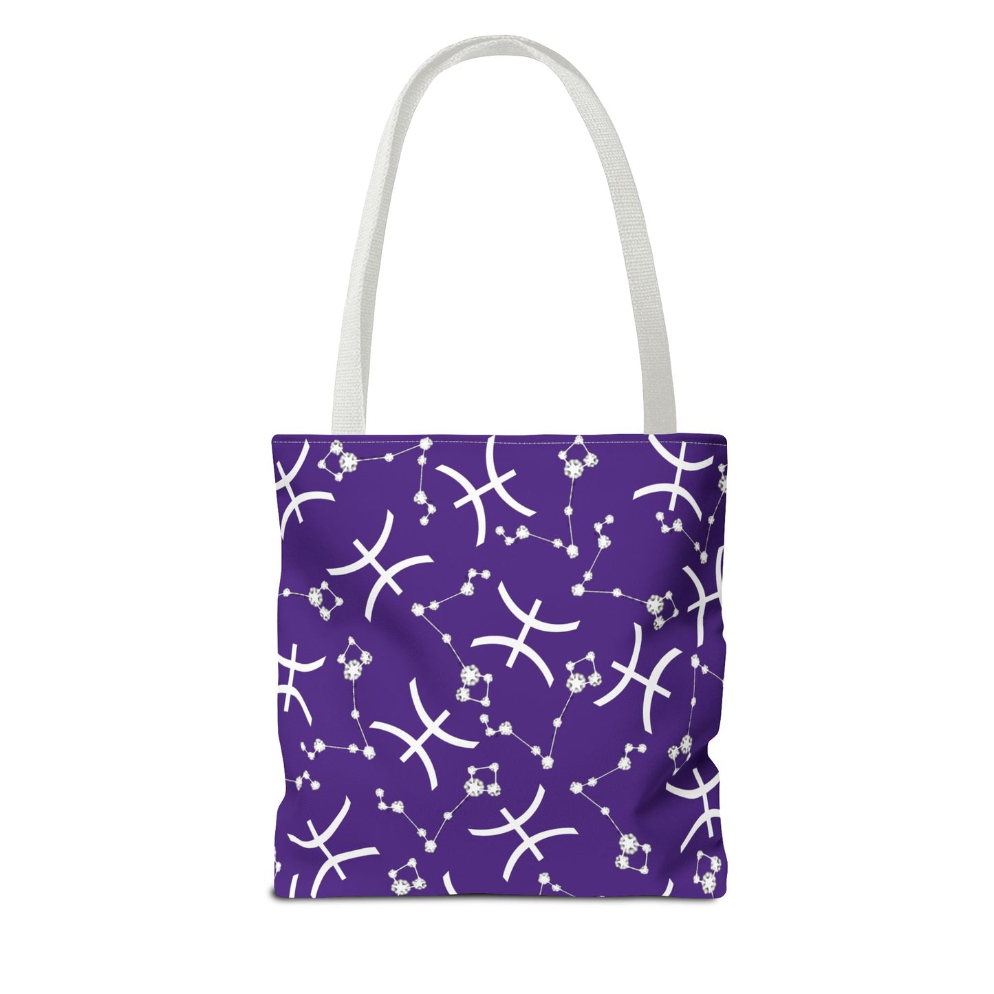 Tote Bag, Pisces Zodiac Sign, AOP, (Purple, White)