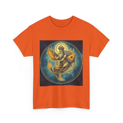 Unisex Heavy Cotton T-Shirt, Pisces King v1, Zodiac Design