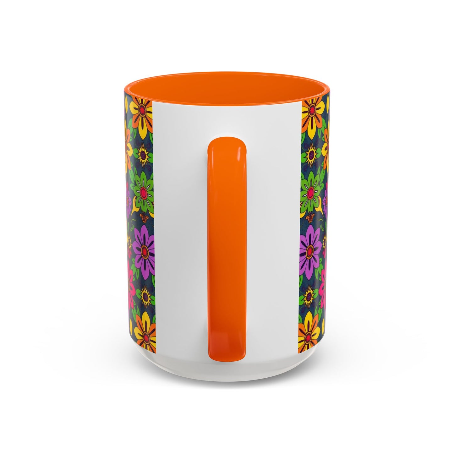 Accent Coffee Mug, Gemini, Zodiac v3, Flower Pattern, (11, 15oz)