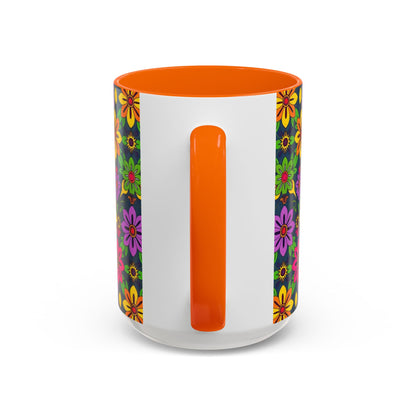 Accent Coffee Mug, Gemini, Zodiac v3, Flower Pattern, (11, 15oz)