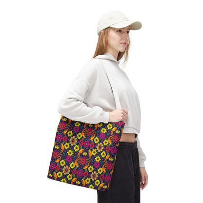 Tote Bag, (AOP), Scorpio, Zodiac v1, Flower Pattern