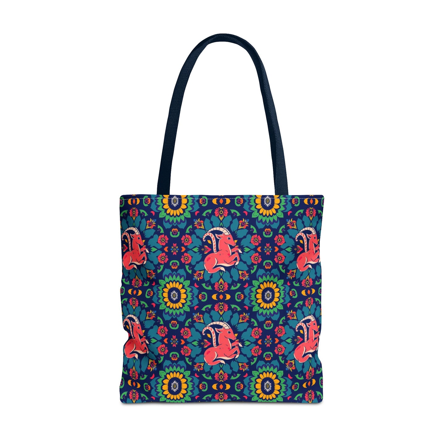 Tote Bag (AOP), Capricorn, Zodiac v1, Flower Pattern