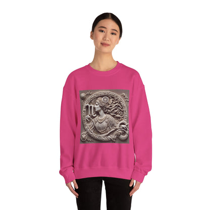 Unisex Heavy Blend™ Crewneck Sweatshirt, Stone Carving, Virgo Zodiac Design