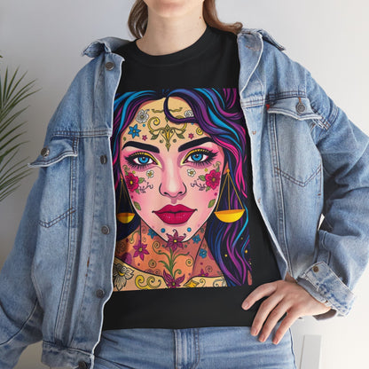 Unisex Heavy Cotton T-Shirt, Libra, Zodiac v4, Sexy Art