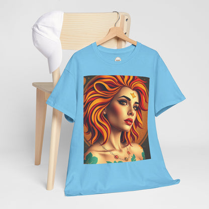 Unisex Heavy Cotton T-Shirt, Leo, Zodiac v3, Sexy Art