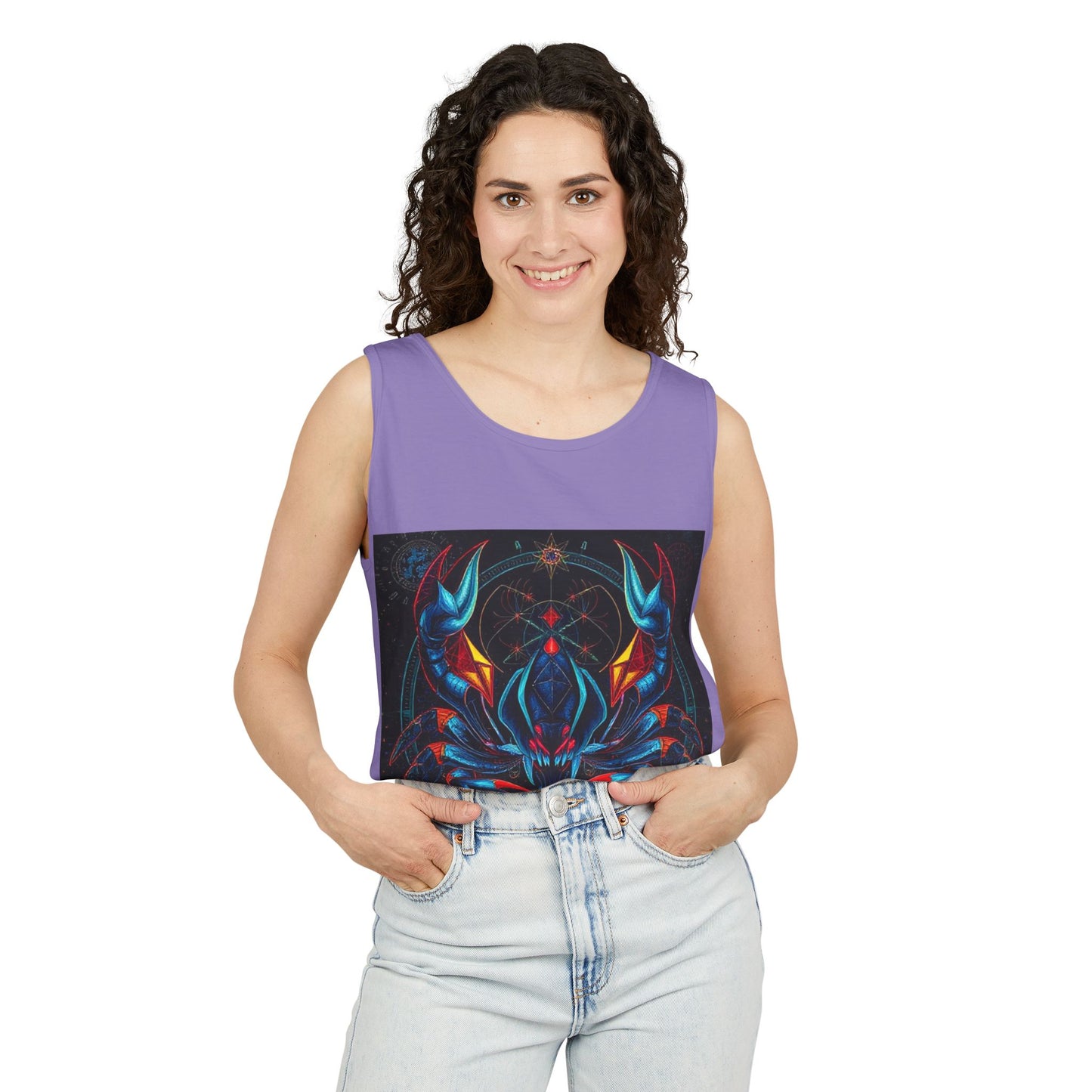 Unisex Garment-Dyed, Tank Top, Scorpio Design, Pop Art v1, 100% US cotton