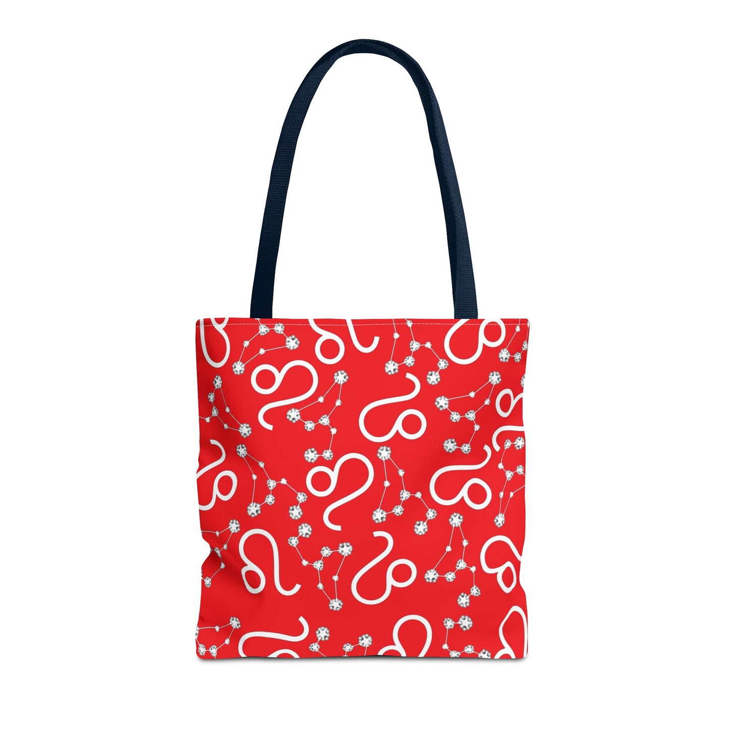Tote Bag, Leo Zodiac Sign, AOP, (Red, White)