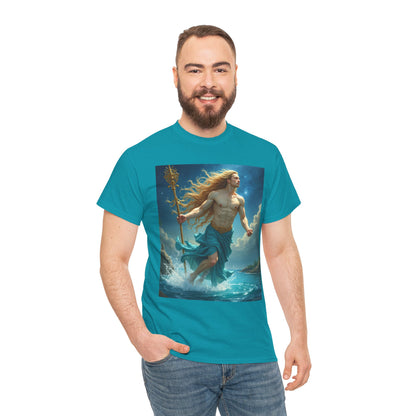 Unisex Heavy Cotton T-Shirt, Realistic, Aquarius Zodiac Design
