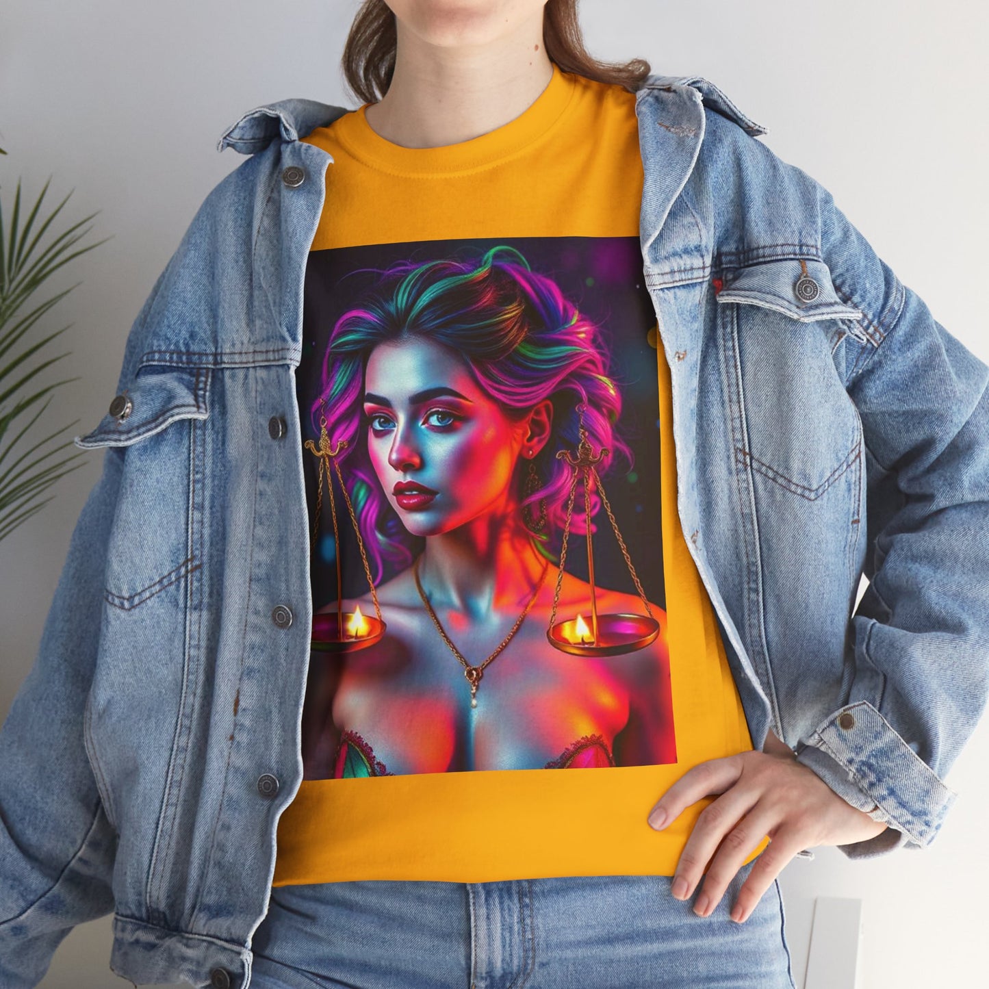 Unisex Heavy Cotton T-Shirt, Libra, Zodiac v3, Sexy Art